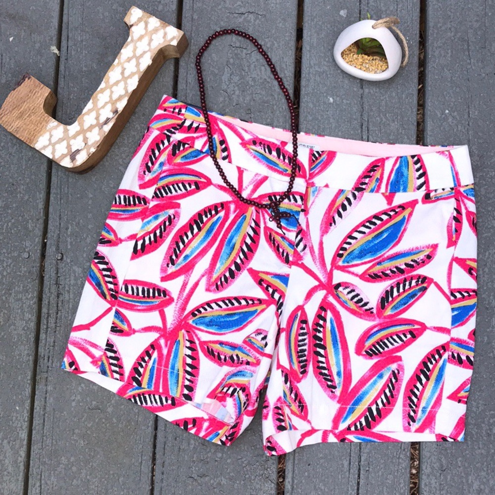 NEW! Y2K NWT J. Crew hot pink floral chino shorts Size 0